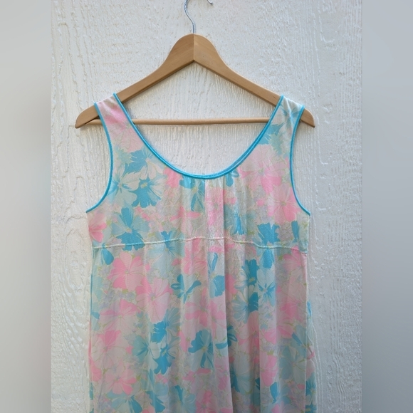 Vintage Lorraine Retro Floral Sleeveless Maxi Nightgown Women's Size Small - Picture 7 of 7